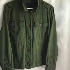 Army green jcrew Spring jacket, great with jeans